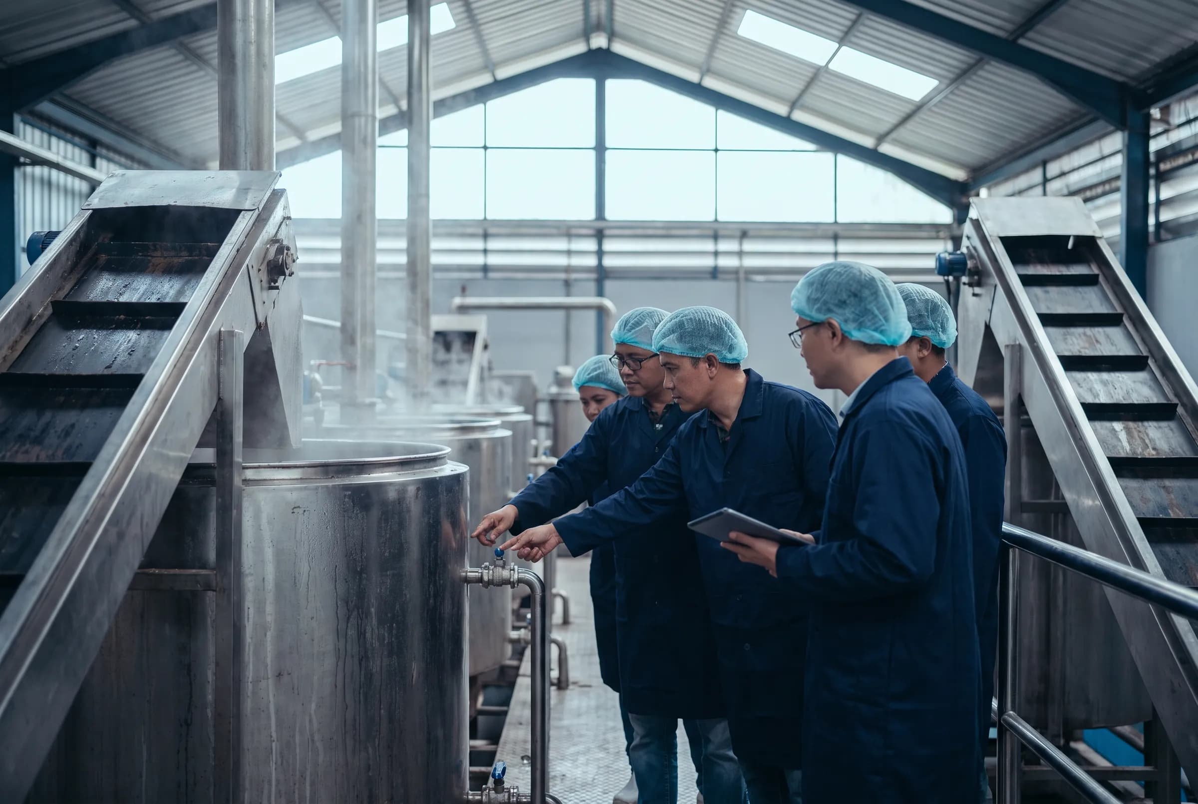 Business delegation visiting a food production facility